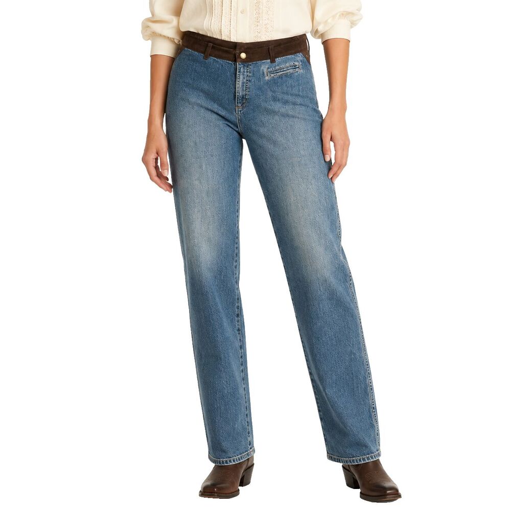 Lauren Ralph Lauren Vintage Jeans Women's 12 Leather Trim Western NWT